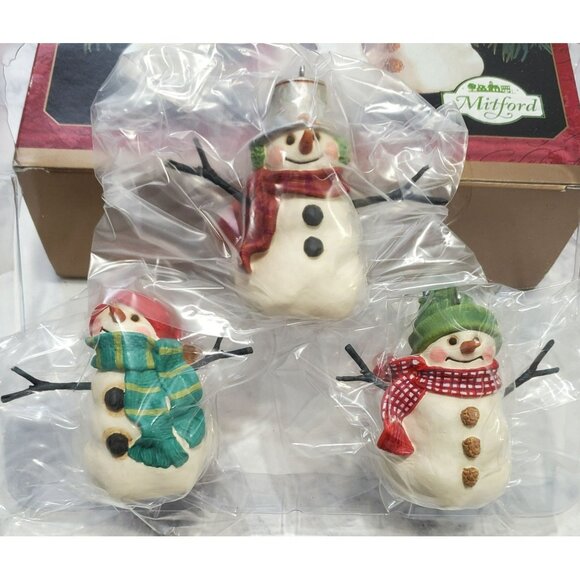 3 Hallmark Keepsake Snowmen Of Mitford Ornaments Christmas Holiday Snowman 1999 - Picture 2 of 12